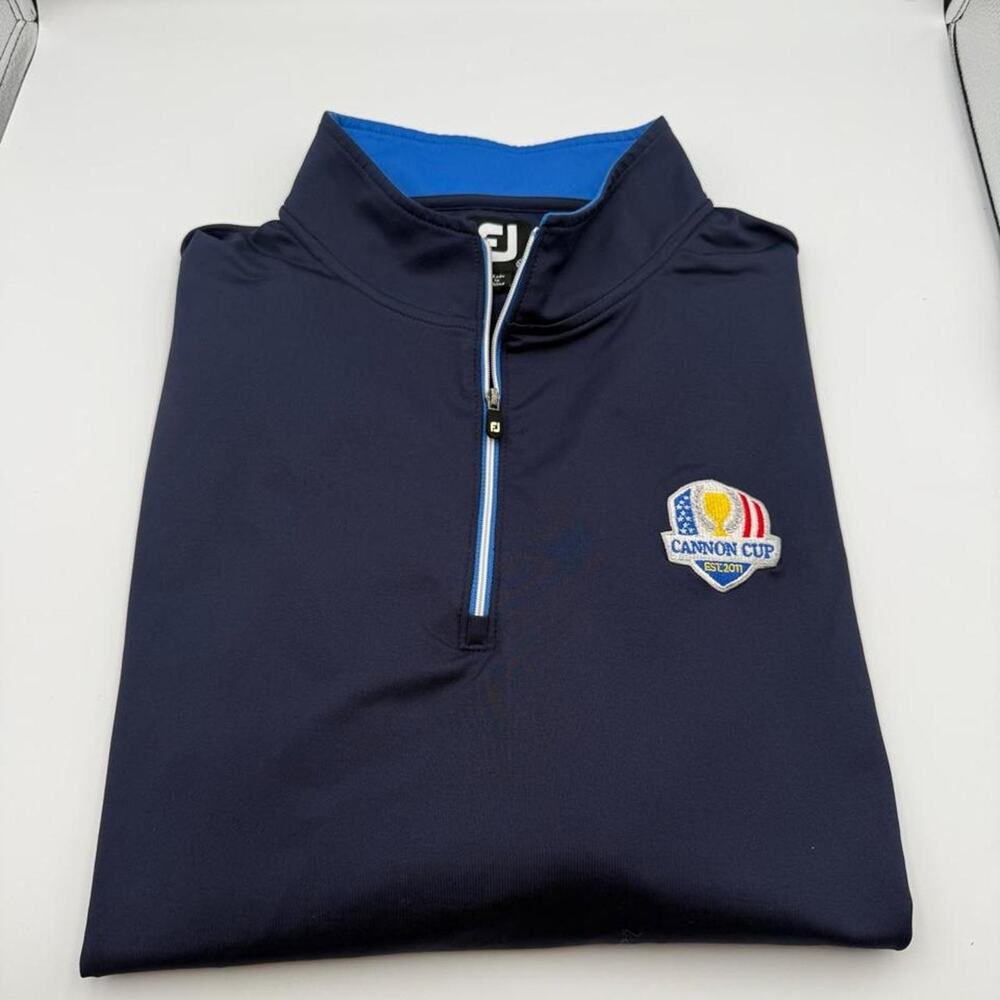 Foot Joy FJ Navy golf quarter zip Cannon Cup Golf 1/4 Zip Pullover Size XL